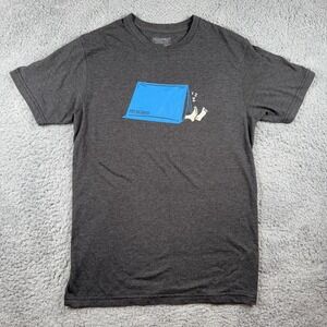 Patagonia Men's Small Gray Sleeping In Tent Camping Graphic T-Shirt Outdoors